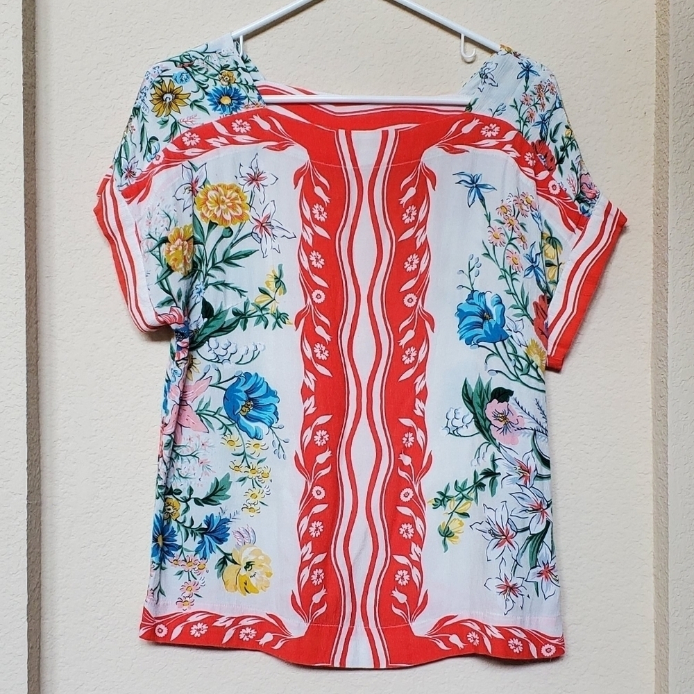 Maeve by Anthropologie Romina Scarf-Printed Top Size S